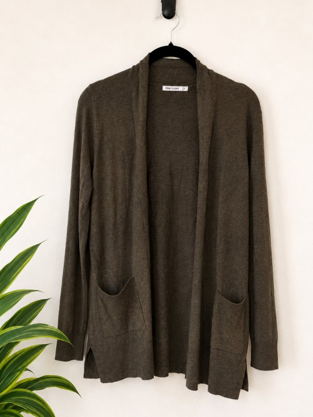 Pink Clover Stitch Fix Olive Open Front Cardigan Pockets Size Small NWT